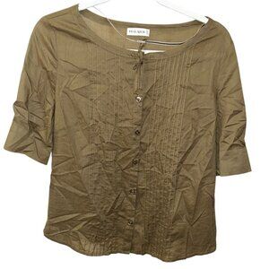 Hauber germany olive khaki super-lightweight cotton tie neck tunic top M